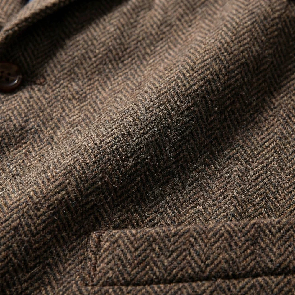 Close-up of Lancaster herringbone fabric