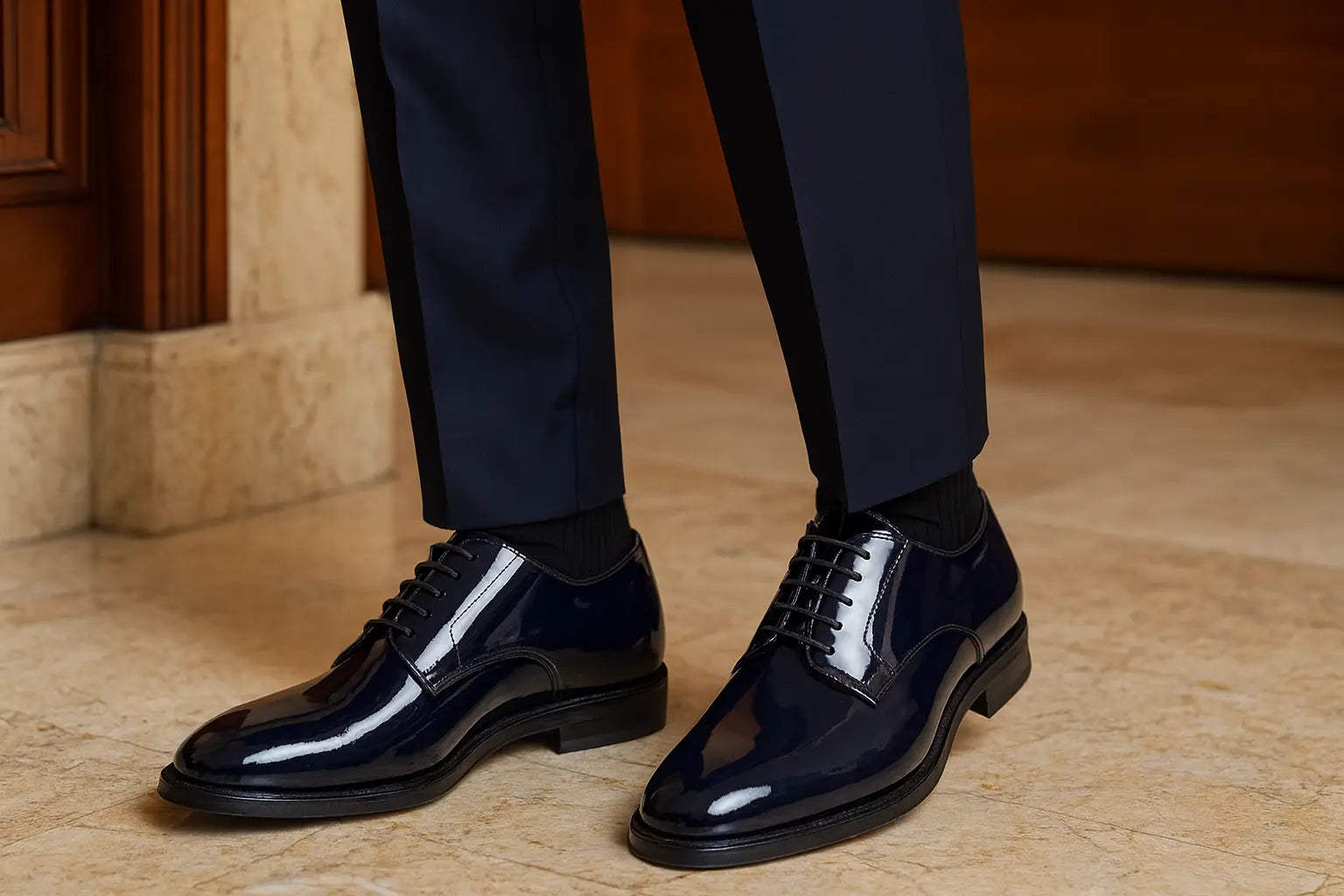 Bagnoregio — Scarpe Eleganti Rialzate 7 Cm Blu Da Uomo