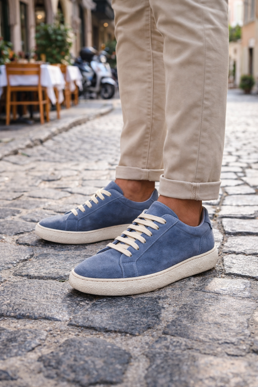 Benevento — Sneakers Rialzate 6 Cm Azzurre Da Uomo