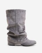 Emilia Slouchy Suede Boots - Grey