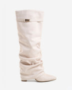 Lavista Slouchy Suede Knee-High Boots - Creamy