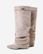 Lavista Slouchy Suede Knee-High Boots - Taupe