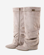 Lavista Slouchy Suede Knee-High Boots - Taupe