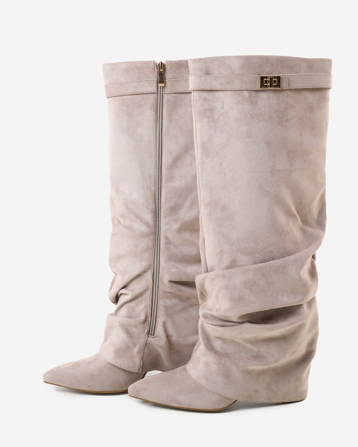 Lavista Slouchy Suede Knee-High Boots - Taupe