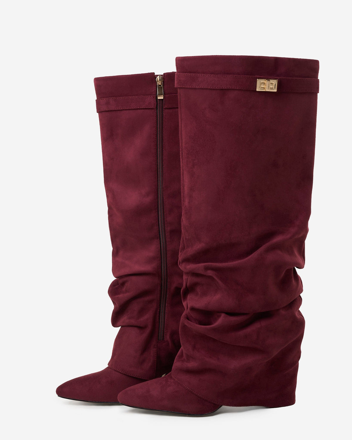 Bellaro Slouchy Suede Knee-High Boots – Burgundy
