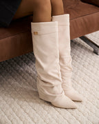 Lavista Slouchy Suede Knee-High Boots - Creamy
