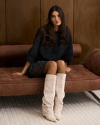 Lavista Slouchy Suede Knee-High Boots - Creamy