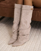 Lavista Slouchy Suede Knee-High Boots - Taupe