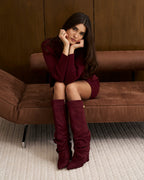 Bellaro Slouchy Suede Knee-High Boots – Burgundy