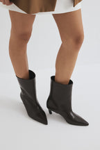 Aria Leather Ankle Boots - Dark Brown