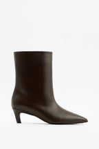 Aria Leather Ankle Boots - Dark Brown
