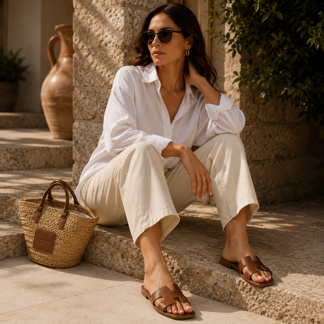 Woman wearing Bellaro Santorini sandals