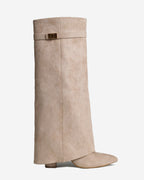 Lavista Suede Knee-High Boots - Beige