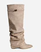 Lavista Slouchy Suede Knee-High Boots - Beige