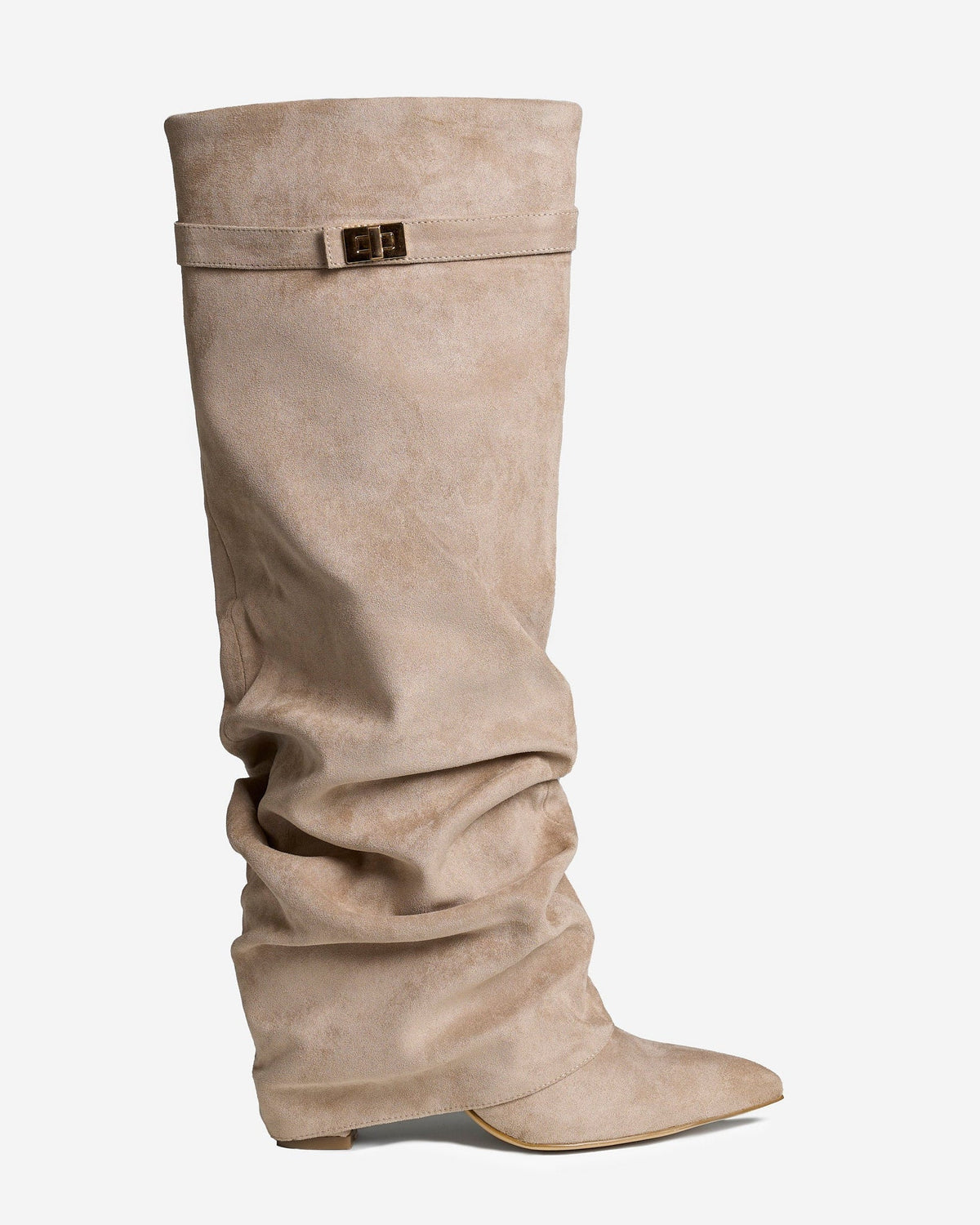 Lavista Slouchy Suede Knee-High Boots - Beige