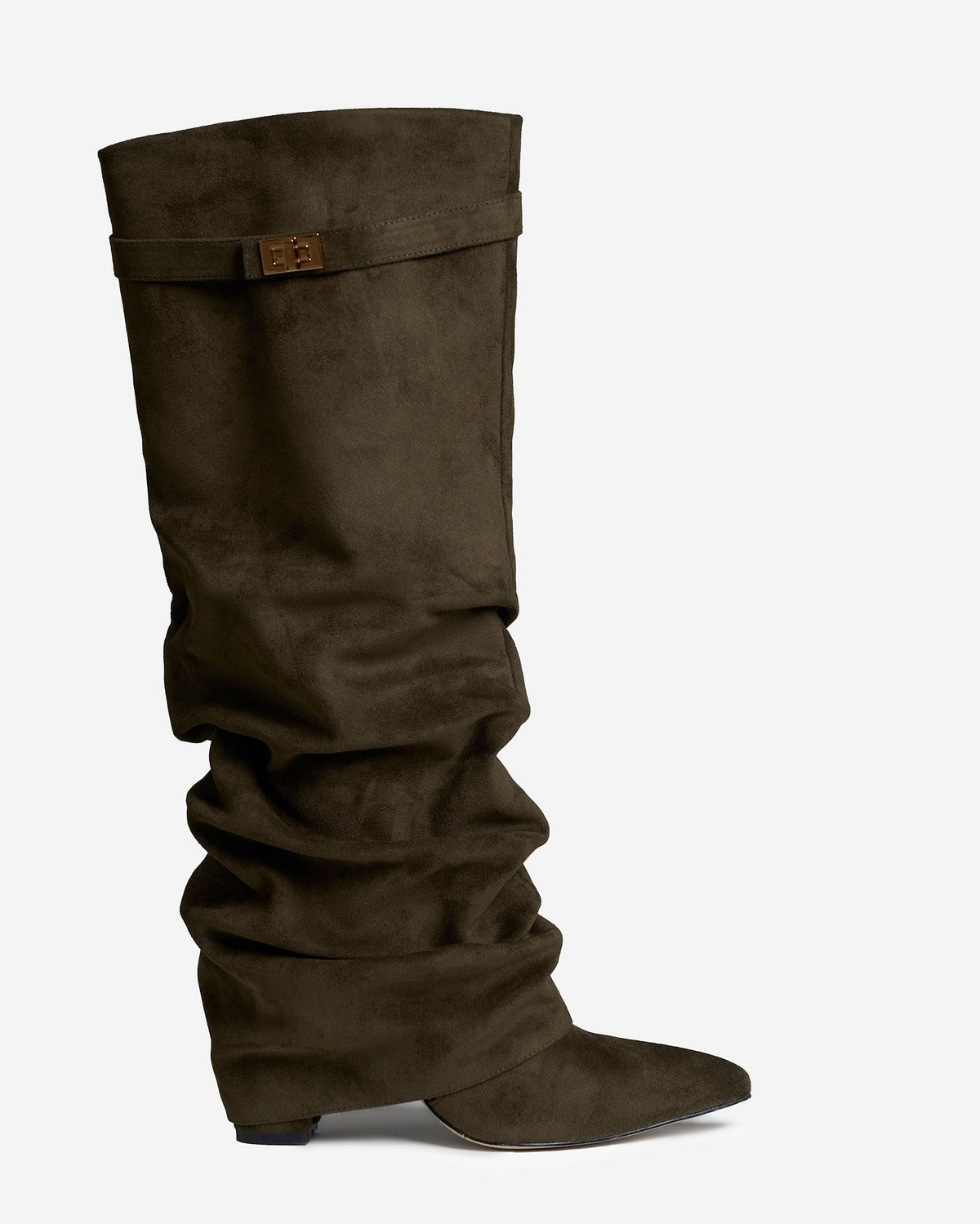 Bellaro Slouchy Suede Knee-High Boots - Olive Green