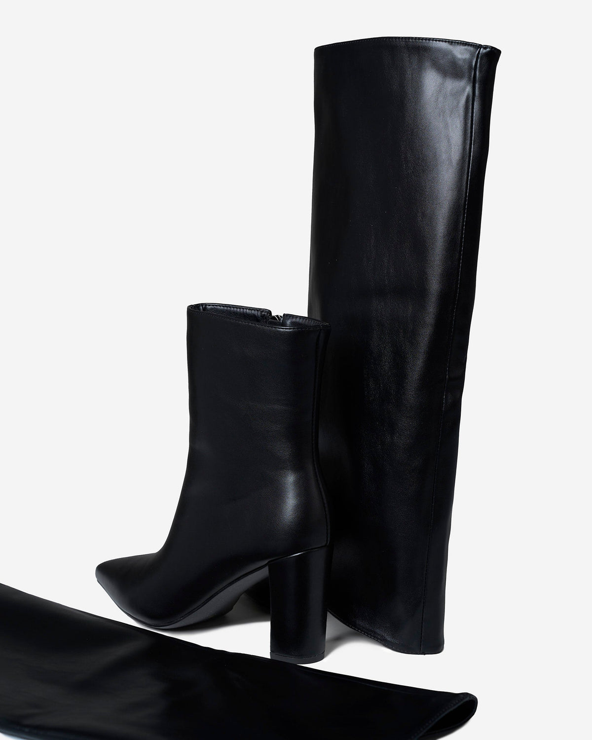 2-in-1 Knee-High & Ankle Boots - Black