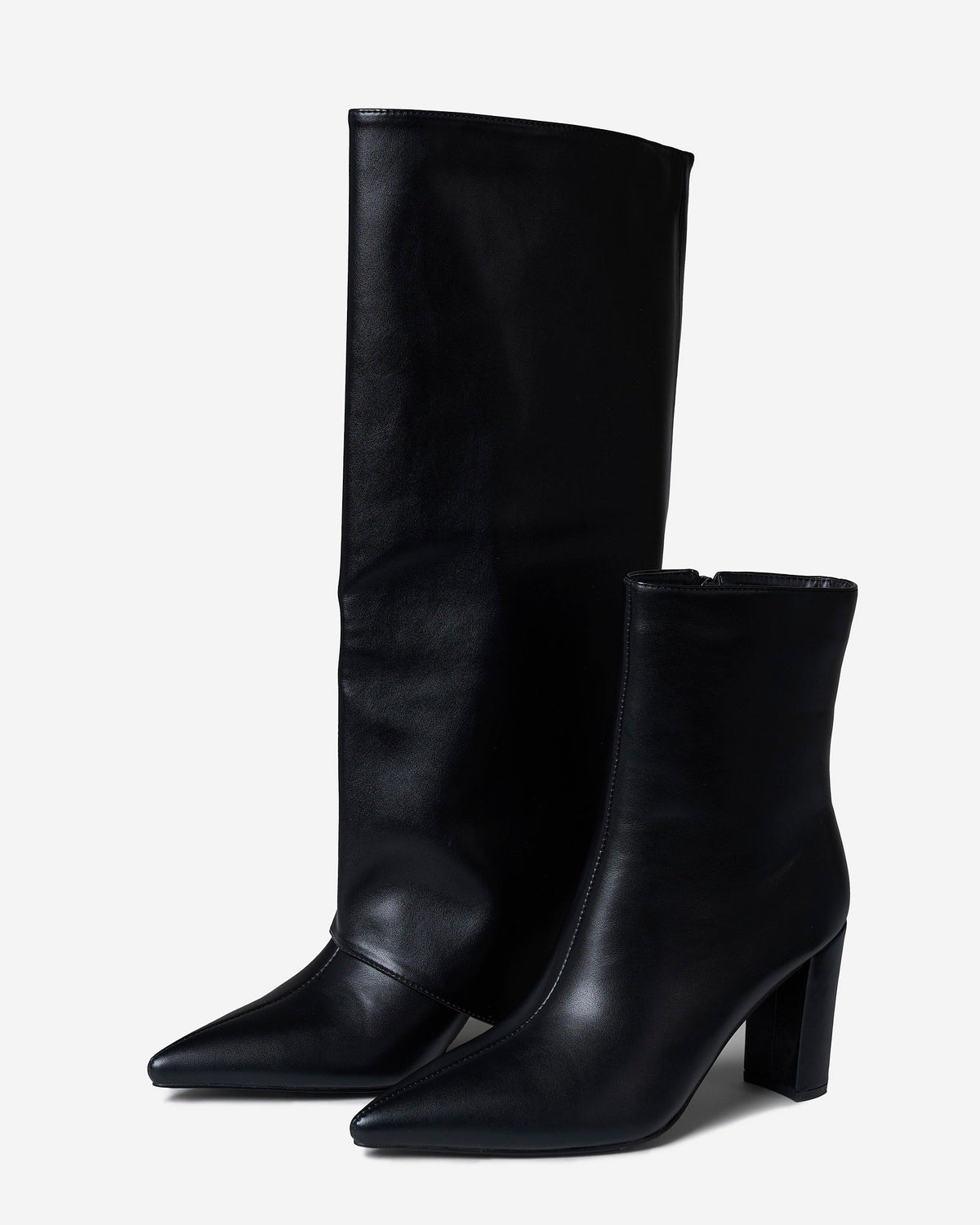 2-in-1 Knee-High & Ankle Boots - Black