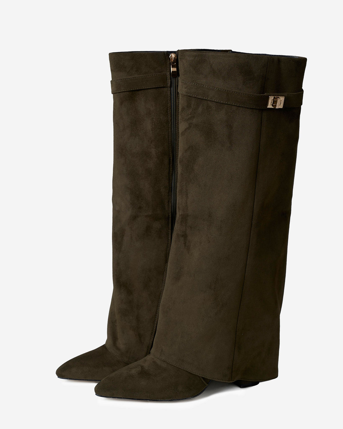 Bellaro Suede Knee-High Boots - Olive Green
