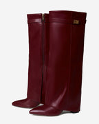 Bellaro Leather Knee-High Boots - Burgundy