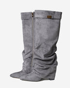 Bellaro Slouchy Suede Knee-High Boots – Grey