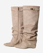 Lavista Slouchy Suede Knee-High Boots - Beige
