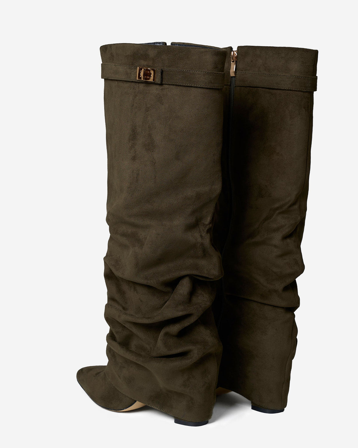 Bellaro Slouchy Suede Knee-High Boots - Olive Green