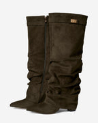 Bellaro Slouchy Suede Knee-High Boots - Olive Green