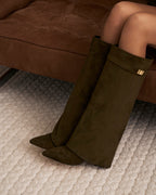 Bellaro Suede Knee-High Boots - Olive Green