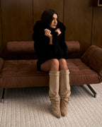 Lavista Slouchy Suede Knee-High Boots - Beige