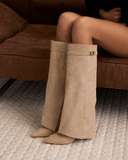 Lavista Suede Knee-High Boots - Beige