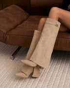 Lavista Suede Knee-High Boots - Beige
