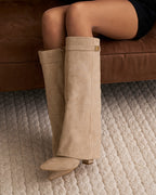 Lavista Suede Knee-High Boots - Beige