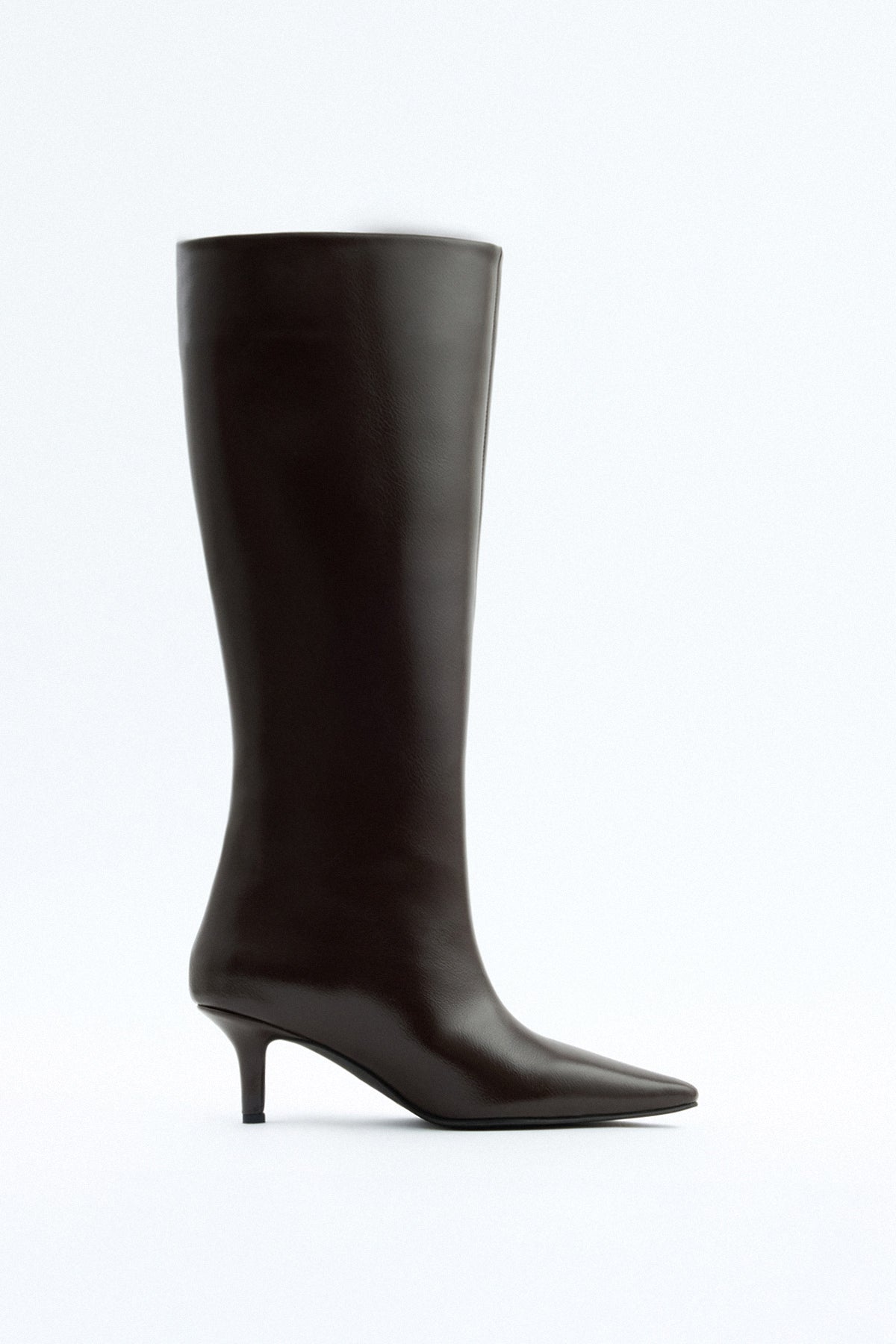 Mona Leather Knee-High Boots – Dark Brown