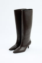 Mona Leather Knee-High Boots – Dark Brown