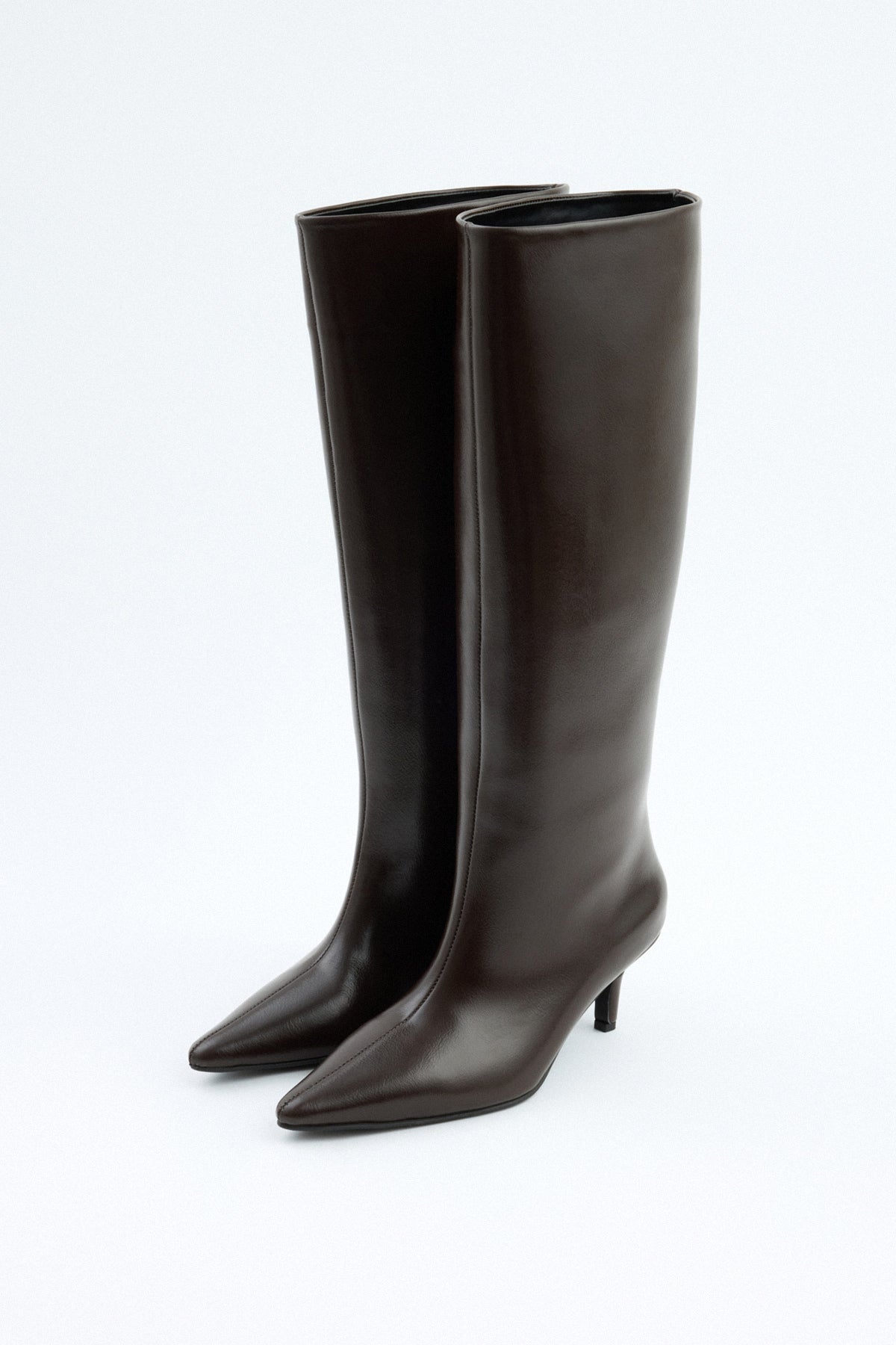Mona Leather Knee-High Boots – Dark Brown
