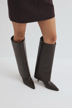 Barfin Leather Knee-High Boots - Dark Brown