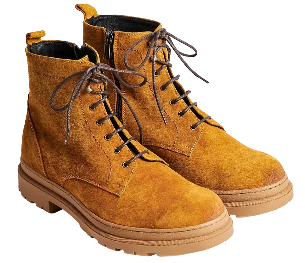 Campiglio — Stivaletti Stringati Rialzati 7 Cm Cammello Da Uomo