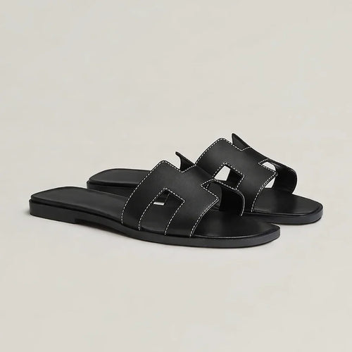Bellaro Santorini black leather sandals