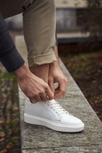 Modica — Sneakers Rialzate 6 Cm Bianche Da Uomo