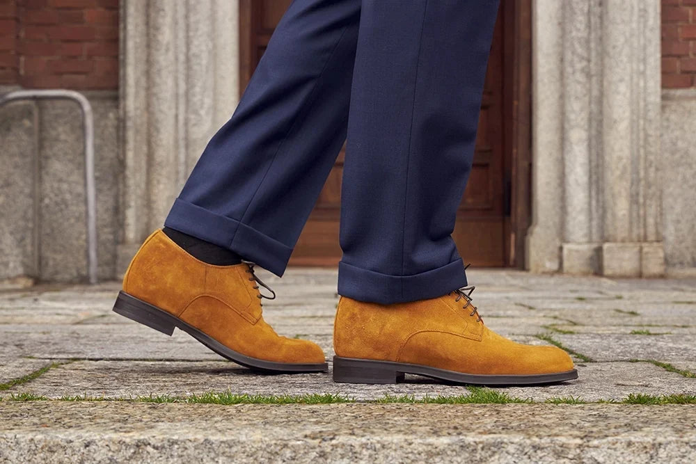 Avise — Scarpe Derby Rialzate 7 Cm Cammello Da Uomo