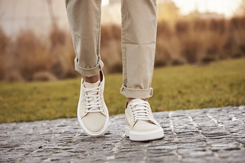 Amalfi — Sneakers Rialzate 6 Cm Beige Da Uomo