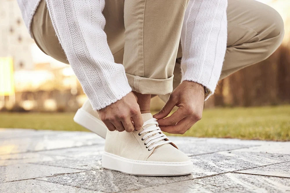 Amalfi — Sneakers Rialzate 6 Cm Beige Da Uomo