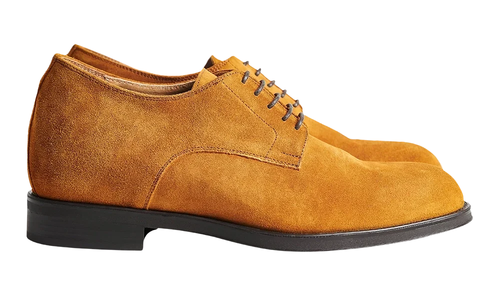 Avise — Scarpe Derby Rialzate 7 Cm Cammello Da Uomo