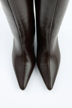 Mona Leather Knee-High Boots – Dark Brown
