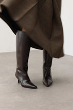 Mona Leather Knee-High Boots – Dark Brown
