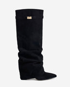 Lavista Slouchy Suede Knee-High Boots - Black