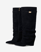 Lavista Slouchy Suede Knee-High Boots - Black