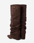 Lavista Slouchy Suede Knee-High Boots - Dark Brown