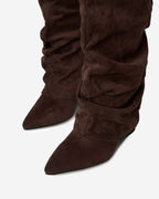 Lavista Slouchy Suede Knee-High Boots - Dark Brown